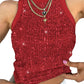 Sequin Round Neck Slim Fit Tank