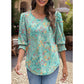 🔥Hot Sale 50% OFF💝✨Women Dressy Casual 3/4 Length Sleeve Blouses with Smocked Cuffs
