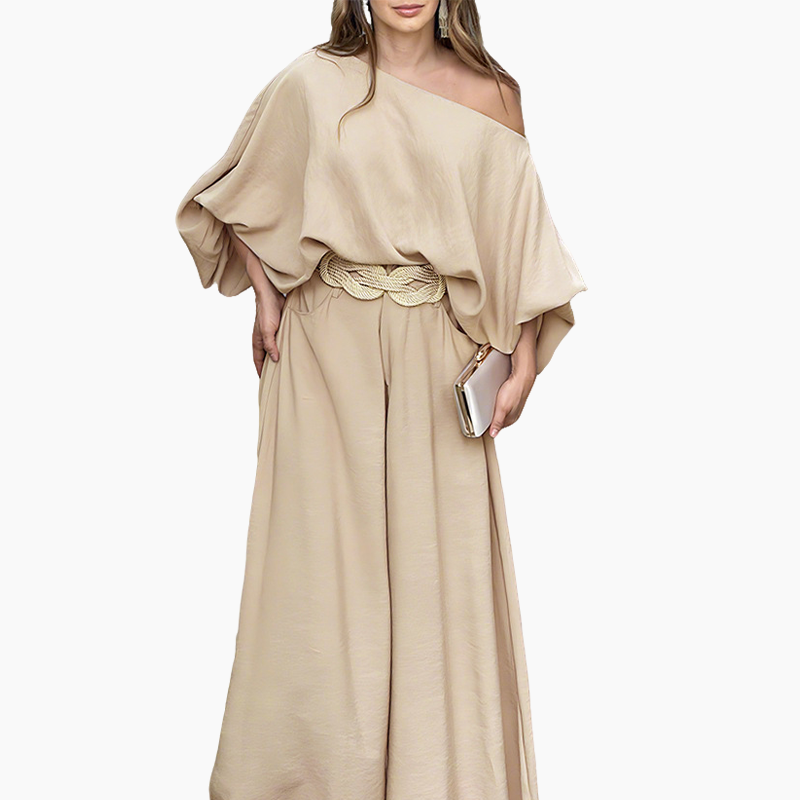One-Shoulder Top & Wide-Leg Pants Set