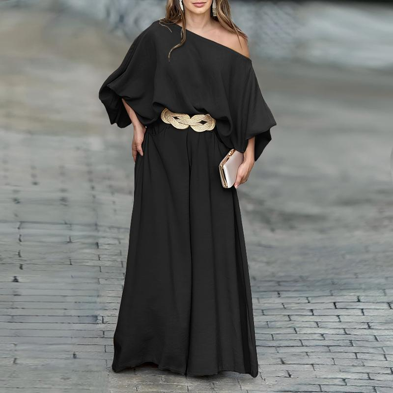 One-Shoulder Top & Wide-Leg Pants Set