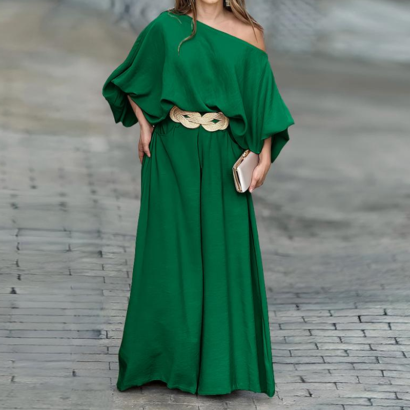 One-Shoulder Top & Wide-Leg Pants Set