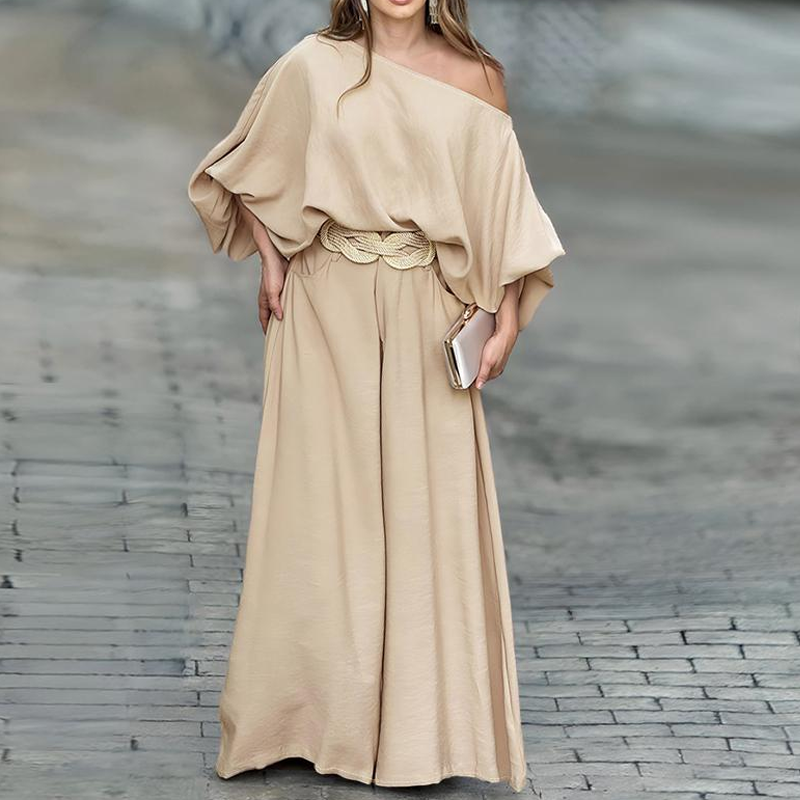 One-Shoulder Top & Wide-Leg Pants Set