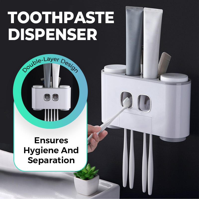 No-Drill Wall-Mounted Toothpaste Dispenser & Toothbrush and Cup Holder