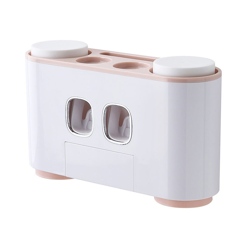 No-Drill Wall-Mounted Toothpaste Dispenser & Toothbrush and Cup Holder