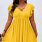 Women's V-Neck Ruffle Trim Dress