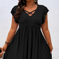 Women's V-Neck Ruffle Trim Dress