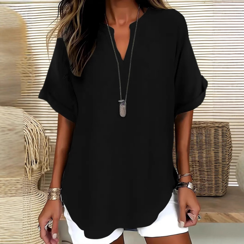 🌸Summer Hot Sale 53% OFF👕Fashion Loose Solid Color Short Sleeve Top