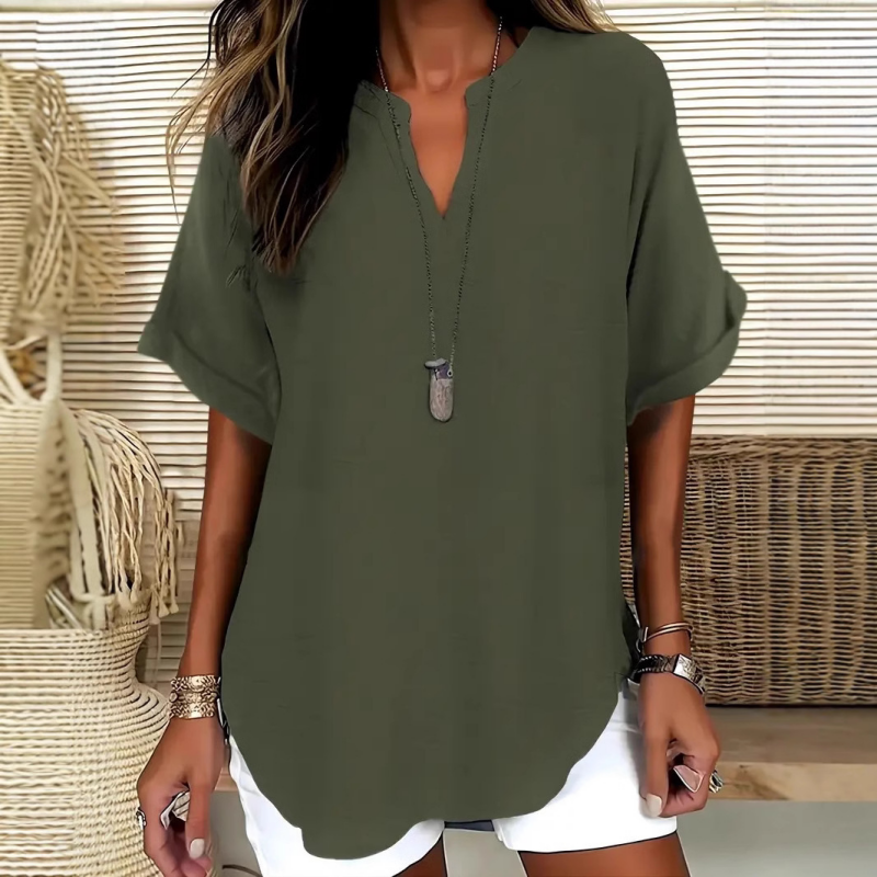 🌸Summer Hot Sale 53% OFF👕Fashion Loose Solid Color Short Sleeve Top