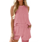 Striped Sleeveless Vest & Shorts Two-Piece Set