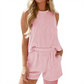 Striped Sleeveless Vest & Shorts Two-Piece Set