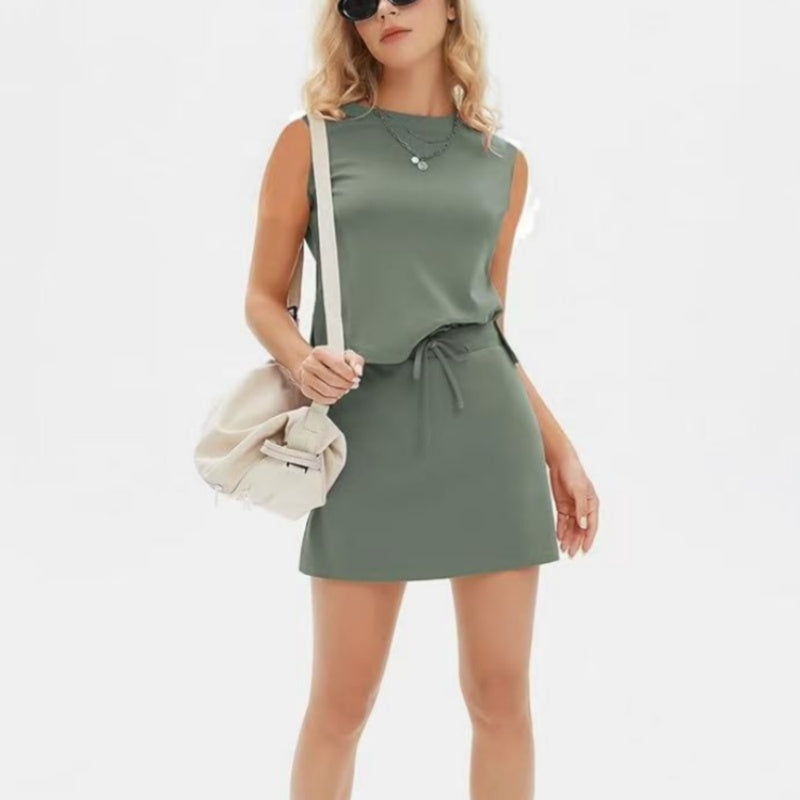Women's Casual Sleeveless Top & Skirt Two-Piece Set