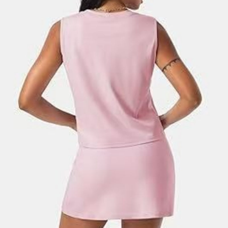 Women's Casual Sleeveless Top & Skirt Two-Piece Set