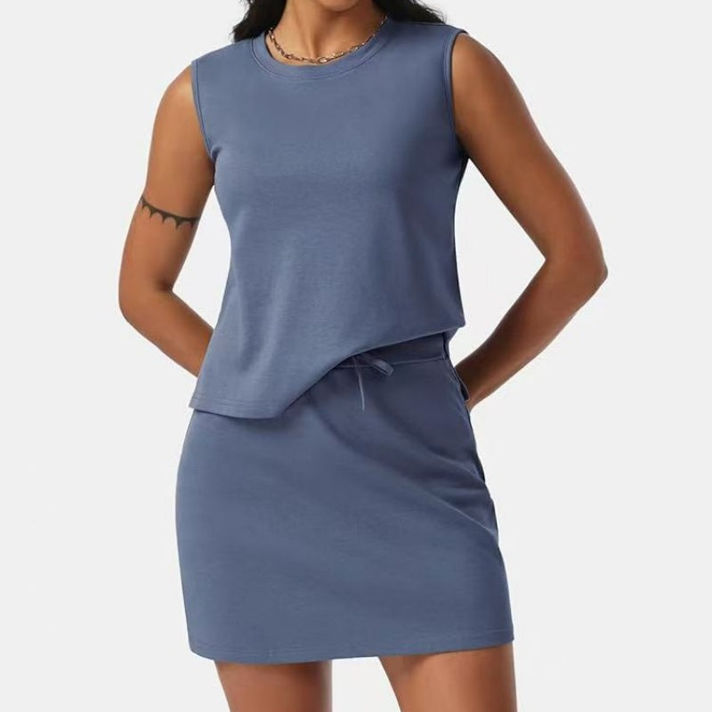 Women's Casual Sleeveless Top & Skirt Two-Piece Set