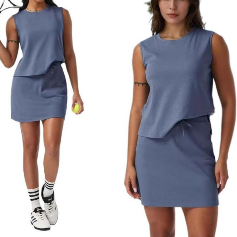 Women's Casual Sleeveless Top & Skirt Two-Piece Set