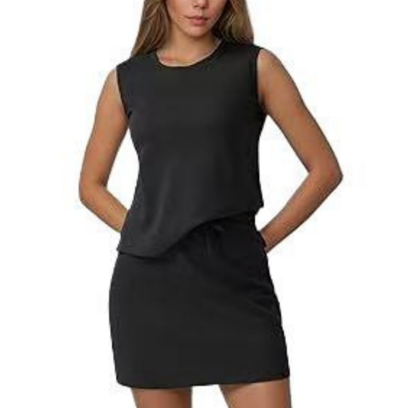 Women's Casual Sleeveless Top & Skirt Two-Piece Set