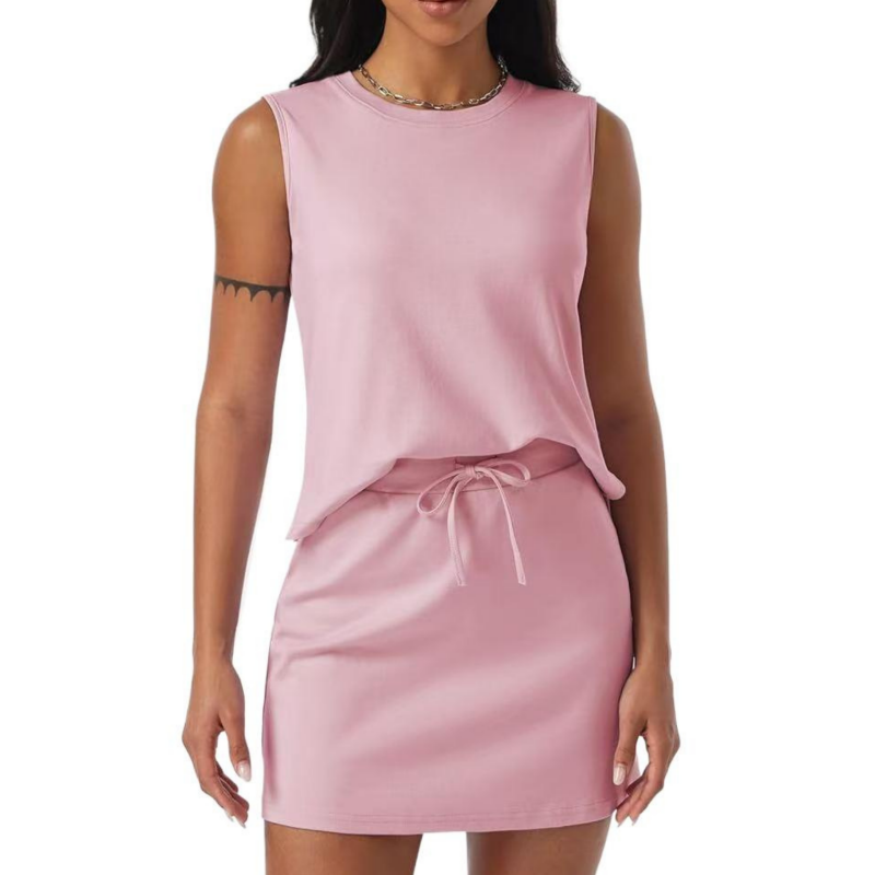 Women's Casual Sleeveless Top & Skirt Two-Piece Set