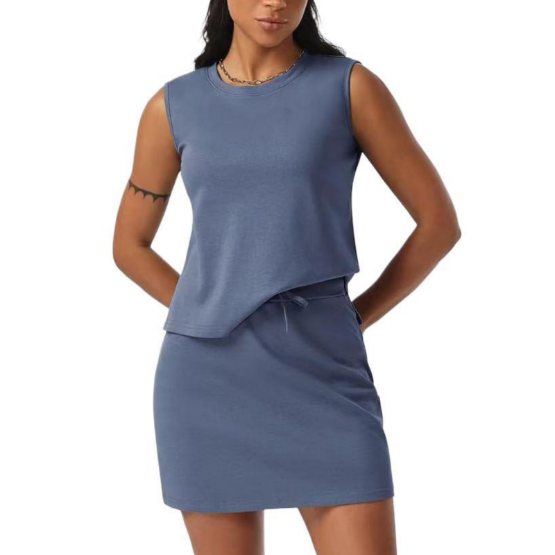 Women's Casual Sleeveless Top & Skirt Two-Piece Set