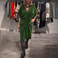 Women's Stylish V-Neck Glitter Midi Dress