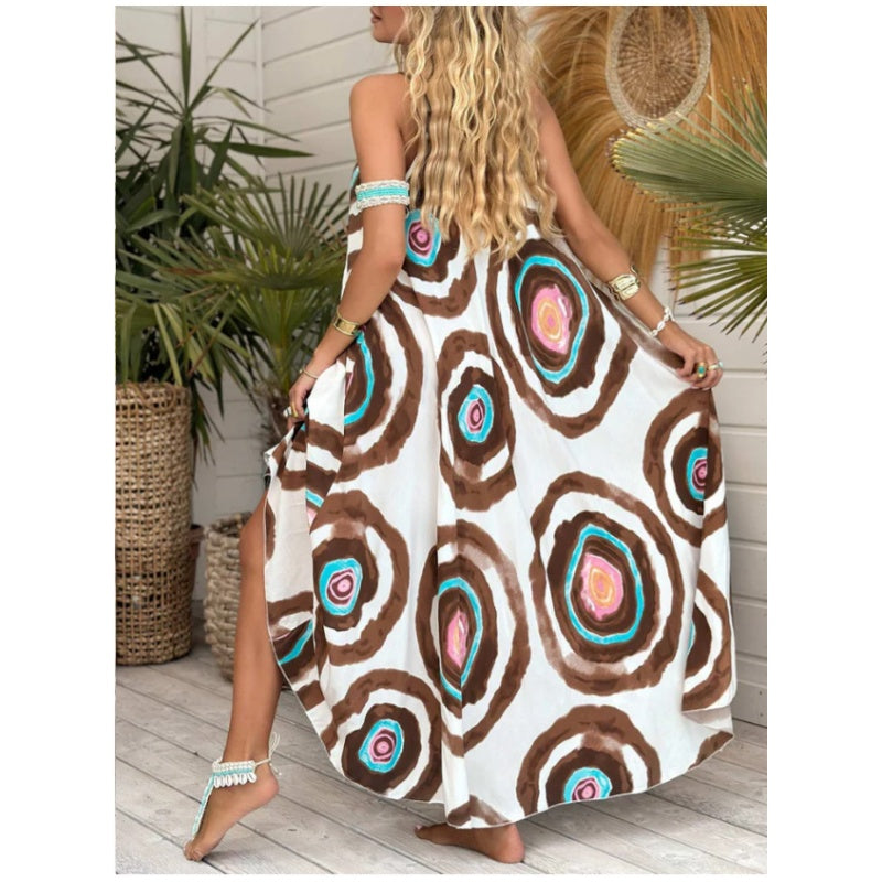 Boho Print Loose Fit Spaghetti Straps Dress