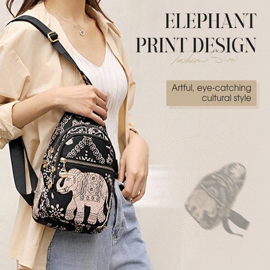Boho Elephant Print Crossbody Bag