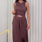 Women's Wrap Crop Top & Wide-Leg Pants Set