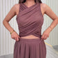 Women's Wrap Crop Top & Wide-Leg Pants Set