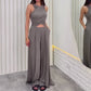 Women's Wrap Crop Top & Wide-Leg Pants Set