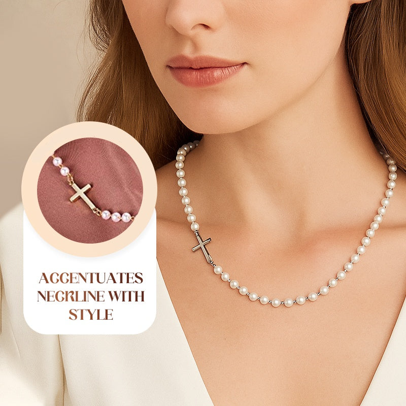 💜 LAST DAY PROMOTION - 50%OFF 💜Women’s Elegant Cross Synthetic Pearl Necklace