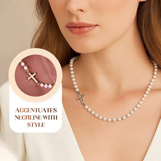 💜 LAST DAY PROMOTION - 50%OFF 💜Women’s Elegant Cross Synthetic Pearl Necklace