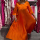 Flowy Flare Sleeve Pleated Dress