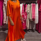 Flowy Flare Sleeve Pleated Dress