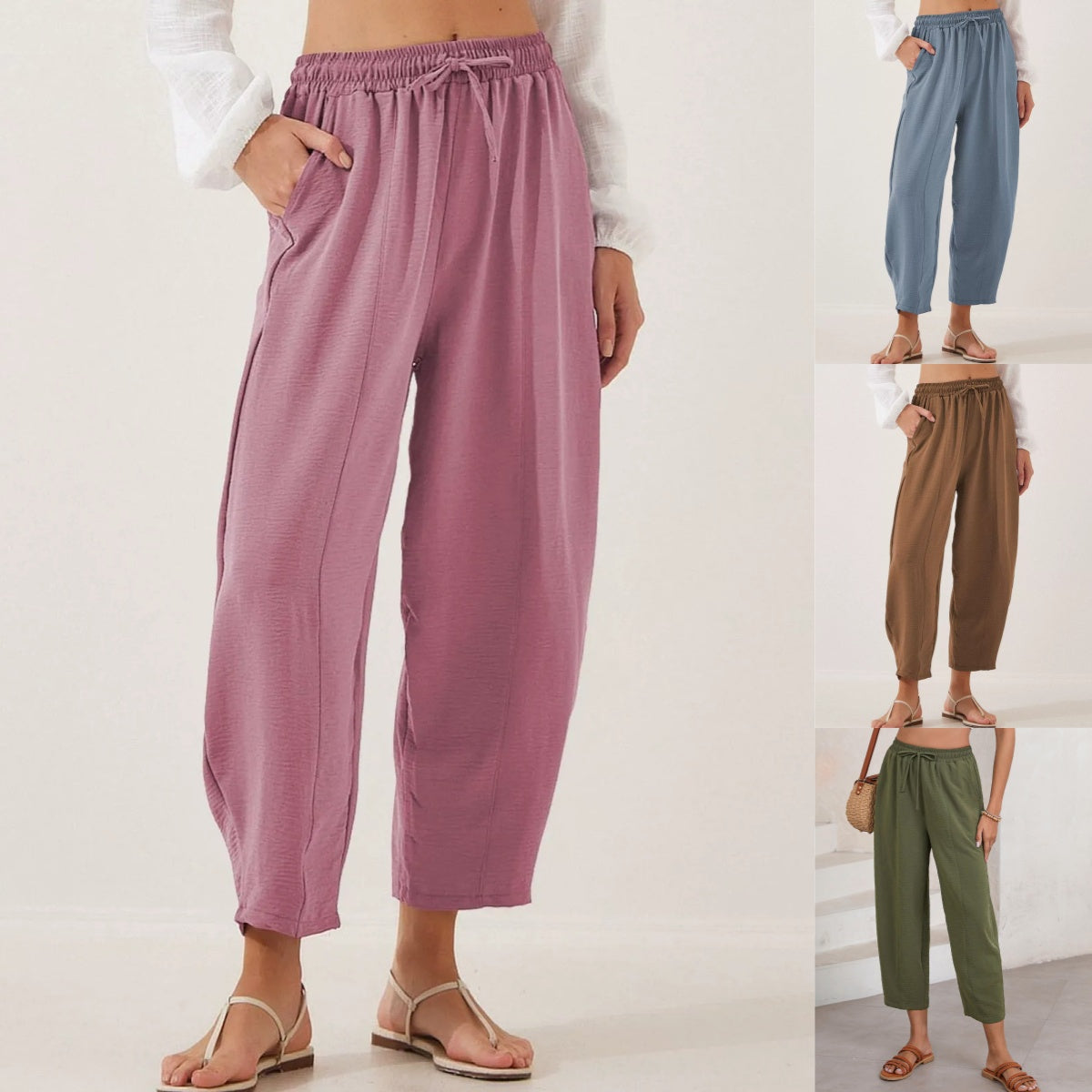Women's Casual Wide-Leg Drawstring Pants
