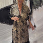 V-Neck Printed Ruffle Maxi Dress