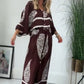 Women’s Loose Fit Top & Wide Leg Pants Ethnic Print Set