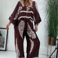 Women’s Loose Fit Top & Wide Leg Pants Ethnic Print Set