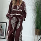 Women’s Loose Fit Top & Wide Leg Pants Ethnic Print Set