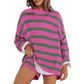 Casual Striped Long-Sleeve Top & Pants Set