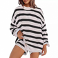 Casual Striped Long-Sleeve Top & Pants Set