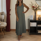 Women's Soft Casual V-Neck Flowy Maxi Dress