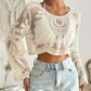 🌺 Women's Floral Embroidered Semi-Sheer Cover Up 🌊 | Cute Long Sleeve Round Neck | Perfect for Beach Vacations & Outdoor Fun! ☀️