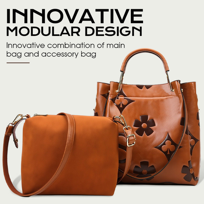 Large-Capacity Vintage Embossed Bucket Bag