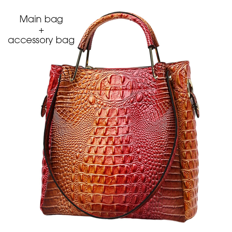 Large-Capacity Vintage Embossed Bucket Bag