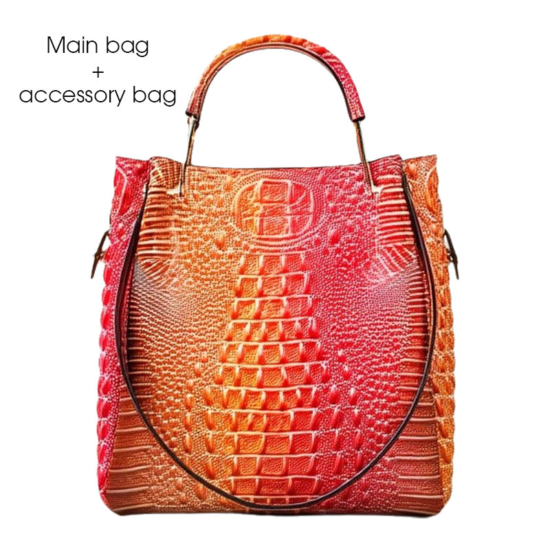 Large-Capacity Vintage Embossed Bucket Bag