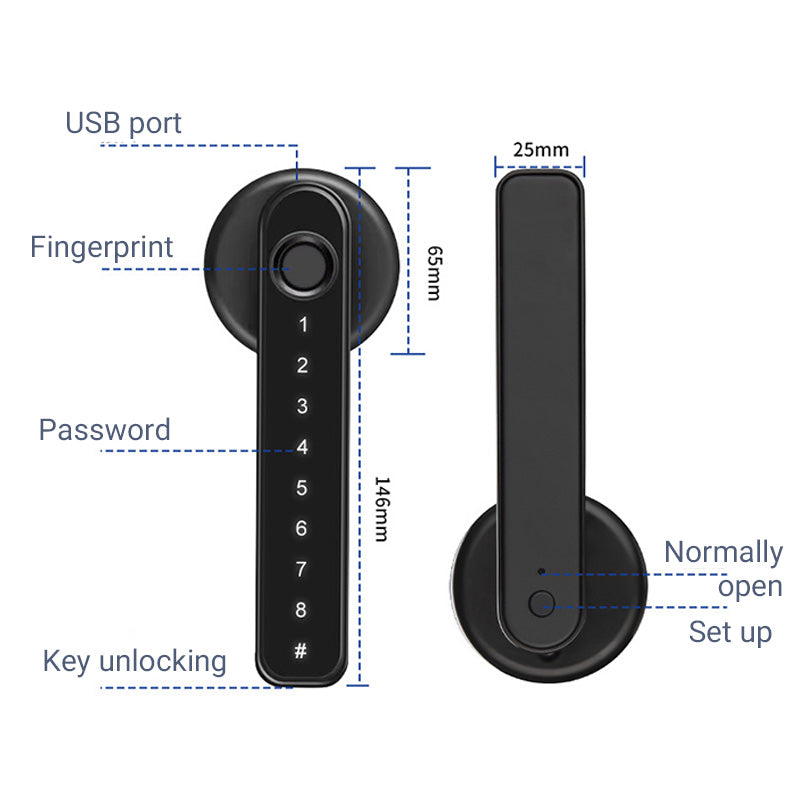 Free shipping🔥 Fingerprint Smart Door Lock Handle With Bluetooth APP Control