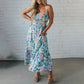 Women's Floral Print Strap Flowy Dress