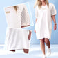 Women's White Mesh Design Midi Dress