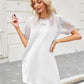 Women's White Mesh Design Midi Dress