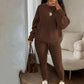 Women’s Loose Fit Top & Solid Color Pants 2-Piece Set