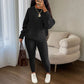 Women’s Loose Fit Top & Solid Color Pants 2-Piece Set