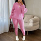 Women’s Loose Fit Top & Solid Color Pants 2-Piece Set